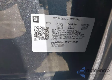 2021 Chevrolet Malibu Fwd Rs z USA, uszkodzony, nr VIN 1G1ZG5ST1MF018963